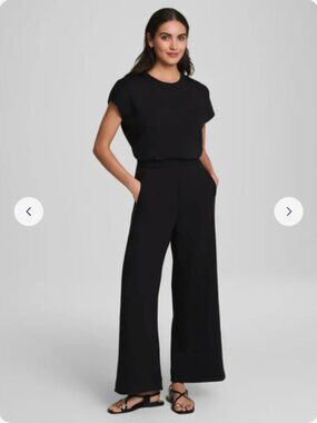 Spanx AirEssentials® Cap Sleeve UPF 50+ Cinched Jumpsuit; Black S, NWT